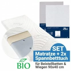 New π Alvi 3-tlg. Matratzen-Set fΓΌr Beistellbett & Wiege 40 x 90 cm - WeiΓ & Silbergrau π―