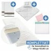 New ⌛ Alvi 7-tlg. Komplett-Set für Beistellbett & Wiege 90x40 cm / Matratze + Spannbetttücher + Steppbett-Set + Bettwäsche - Bär Bruno - Weiß ⭐