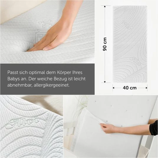 Wholesale 💯 Alvi Additional bed & cradle mattress with moisture protection and vertical air ducts - Tencel & Dry - 90 x 40 cm 🛒 4 Wholesale 💯 Alvi Additional bed & cradle mattress with moisture protection and vertical air ducts - Tencel & Dry - 90 x 40 cm 🛒 - Image 4
