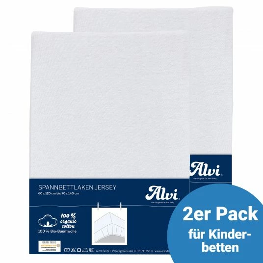 Wholesale ✔️ Alvi Spannbetttuch 2er Pack aus Bio-Baumwolle für Kinderbett 60 x 120 / 70 x 140 cm - Weiß ✨ 1 Wholesale ✔️ Alvi Spannbetttuch 2er Pack aus Bio-Baumwolle für Kinderbett 60 x 120 / 70 x 140 cm - Weiß ✨