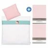 Outlet 🔥 Baby Fehn 3-tlg. Bettwäsche-Set für Beistellbett & Wiege 90x40 cm / Spannbetttuch und Bettwäsche - Bruno Bär - Rosa 💯