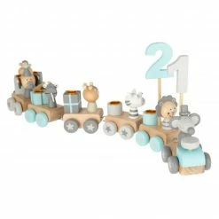 Flash Sale ๐ Bieco Geburtstagszug mit Zahlen - Tiere - Grau Mint ๐