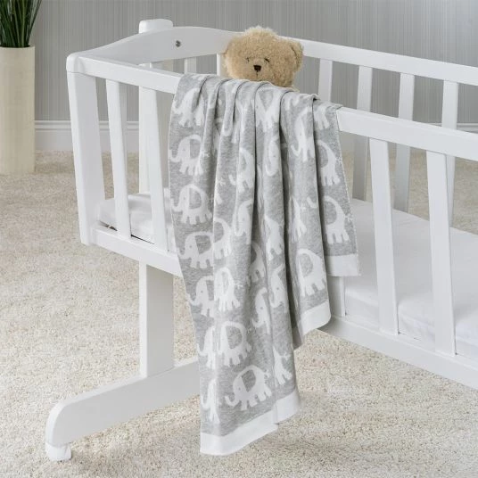 Best Pirce π Fillikid Cotton blanket 75 x 100 cm - Elephants - Grey White π 2 Best Pirce π Fillikid Cotton blanket 75 x 100 cm - Elephants - Grey White π - Image 2
