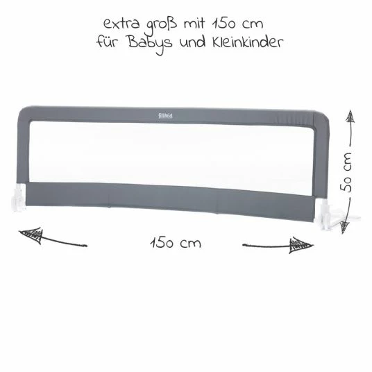 Discount ๐ Fillikid Bettgitter klappbar fรผr Standard & Boxspringbetten 150 x 50 cm - Grau ๐ 3 Discount ๐ Fillikid Bettgitter klappbar fรผr Standard & Boxspringbetten 150 x 50 cm - Grau ๐ - Image 3