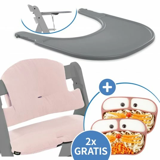 Flash Sale 👏 Hauck 5-tlg. Essbrett-Set für Alpha Plus - Click Tray + Sitzkissen + GRATIS 2x Silikon-Teller - Grey Muslin Rose 🎉 1 Flash Sale 👏 Hauck 5-tlg. Essbrett-Set für Alpha Plus - Click Tray + Sitzkissen + GRATIS 2x Silikon-Teller - Grey Muslin Rose 🎉