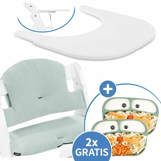 Wholesale 🔔 Hauck 5-tlg. Essbrett-Set für Alpha Plus - Click Tray + Sitzkissen + GRATIS 2x Silikon-Teller - White Muslin Mint ❤️ 1 Wholesale 🔔 Hauck 5-tlg. Essbrett-Set für Alpha Plus - Click Tray + Sitzkissen + GRATIS 2x Silikon-Teller - White Muslin Mint ❤️
