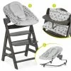 Brand new 👍 Hauck Alpha Charcoal Select Newborn Set - 4-tlg. Hochstuhl + Aufsatz & Wippe Premium (verstellbar) Nordic Grey + Sitzpolster 🎁