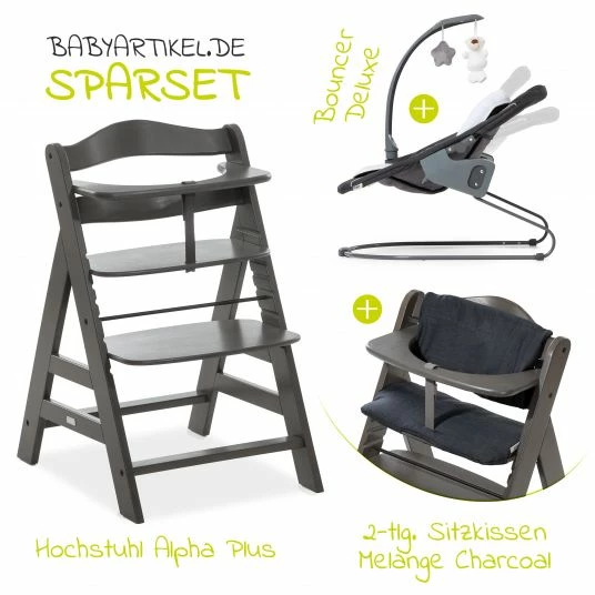 Coupon 👏 Hauck Alpha Charcoal Selectline Newborn Set Deluxe - 4-tlg. Hochstuhl + 2in1 Neugeborenenaufsatz (verstellbar) + Sitzpolster 🛒 2 Coupon 👏 Hauck Alpha Charcoal Selectline Newborn Set Deluxe - 4-tlg. Hochstuhl + 2in1 Neugeborenenaufsatz (verstellbar) + Sitzpolster 🛒 - Image 2