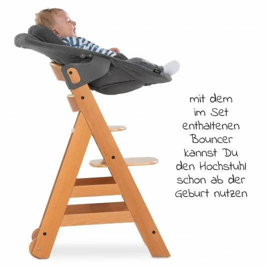 Budget ✨ Hauck Alpha Move Natur Newborn Set - 5-tlg. Hochstuhl + Aufsatz & Wippe Premium, Essbrett, Sitzkissen - Jersey Charcoal ✔️ 5 Budget ✨ Hauck Alpha Move Natur Newborn Set - 5-tlg. Hochstuhl + Aufsatz & Wippe Premium, Essbrett, Sitzkissen - Jersey Charcoal ✔️ - Image 5