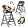 Discount 🎉 Hauck Alpha Plus Grau Newborn Set Deluxe - 4-tlg. Hochstuhl + 2in1 Neugeboreneneinsatz (verstellbar) + Sitzpolster 💯
