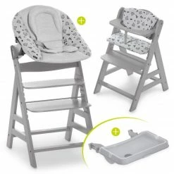 Wholesale ⭐ Hauck Alpha Plus Grau XL Newborn Set - Hochstuhl + 2n1 Aufsatz + Alpha Tray Essbrett + Sitzauflage - Nordic Grey ⌛