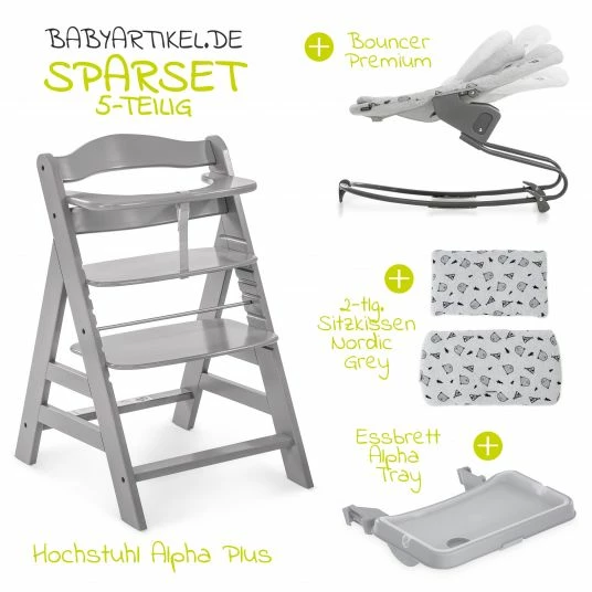 Wholesale ⭐ Hauck Alpha Plus Grau XL Newborn Set - Hochstuhl + 2n1 Aufsatz + Alpha Tray Essbrett + Sitzauflage - Nordic Grey ⌛ 2 Wholesale ⭐ Hauck Alpha Plus Grau XL Newborn Set - Hochstuhl + 2n1 Aufsatz + Alpha Tray Essbrett + Sitzauflage - Nordic Grey ⌛ - Image 2