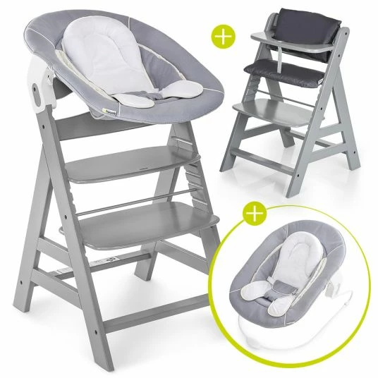 Cheapest 😉 Hauck Alpha Plus Grey Newborn Set - 4-piece high chair + newborn insert & rocker stretch grey + seat cushion 💯 1 Cheapest 😉 Hauck Alpha Plus Grey Newborn Set - 4-piece high chair + newborn insert & rocker stretch grey + seat cushion 💯