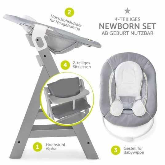 Cheapest 😉 Hauck Alpha Plus Grey Newborn Set - 4-piece high chair + newborn insert & rocker stretch grey + seat cushion 💯 2 Cheapest 😉 Hauck Alpha Plus Grey Newborn Set - 4-piece high chair + newborn insert & rocker stretch grey + seat cushion 💯 - Image 2