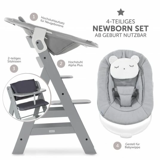Best Sale 🎉 Hauck Alpha Plus Grey Newborn Set Pastell Bear - 4-tlg. Hochstuhl + Neugeborenenaufsatz + Sitzkissen Grau 🌟 3 Best Sale 🎉 Hauck Alpha Plus Grey Newborn Set Pastell Bear - 4-tlg. Hochstuhl + Neugeborenenaufsatz + Sitzkissen Grau 🌟 - Image 3