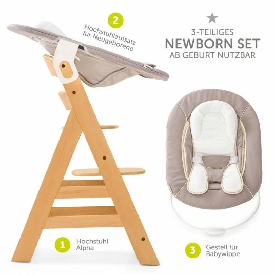Cheap 🧨 Hauck Alpha Plus Natur Newborn Set - 3-piece high chair + newborn insert & bouncer Stretch Beige 🧨 2 Cheap 🧨 Hauck Alpha Plus Natur Newborn Set - 3-piece high chair + newborn insert & bouncer Stretch Beige 🧨 - Image 2
