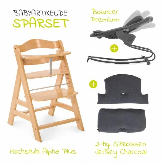 Top 10 🔥 Hauck Alpha Plus Natur Newborn Set - 4-tlg. Hochstuhl + Aufsatz & Wippe Premium Jersey Charcoal + Sitzpolster ⭐ 2 Top 10 🔥 Hauck Alpha Plus Natur Newborn Set - 4-tlg. Hochstuhl + Aufsatz & Wippe Premium Jersey Charcoal + Sitzpolster ⭐ - Image 2
