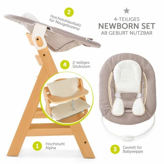 Best deal 🔔 Hauck Alpha Plus Natur Newborn Set - 4-tlg. Hochstuhl + Neugeborenenaufsatz & Wippe Stretch Beige + Sitzkissen 🎉 2 Best deal 🔔 Hauck Alpha Plus Natur Newborn Set - 4-tlg. Hochstuhl + Neugeborenenaufsatz & Wippe Stretch Beige + Sitzkissen 🎉 - Image 2