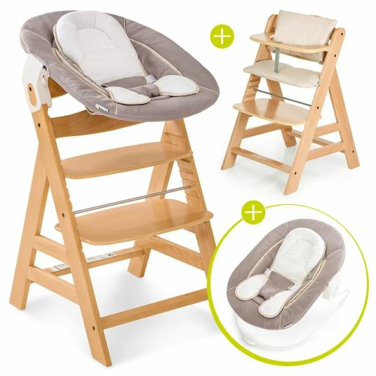 Cheapest 🎉 Hauck Alpha Plus Natur Newborn Set - 4-piece high chair + newborn insert & bouncer stretch beige + seat cushion 🎉 1 Cheapest 🎉 Hauck Alpha Plus Natur Newborn Set - 4-piece high chair + newborn insert & bouncer stretch beige + seat cushion 🎉