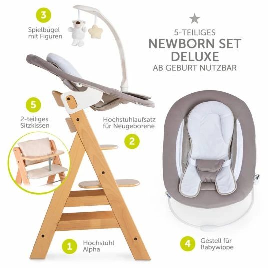 Flash Sale 🥰 Hauck Alpha Plus Natur Newborn Set Deluxe - 4-tlg. Hochstuhl + Neugeborenenaufsatz (Rückenlehne verstellbar) + Sitzkissen 🌟 2 Flash Sale 🥰 Hauck Alpha Plus Natur Newborn Set Deluxe - 4-tlg. Hochstuhl + Neugeborenenaufsatz (Rückenlehne verstellbar) + Sitzkissen 🌟 - Image 2