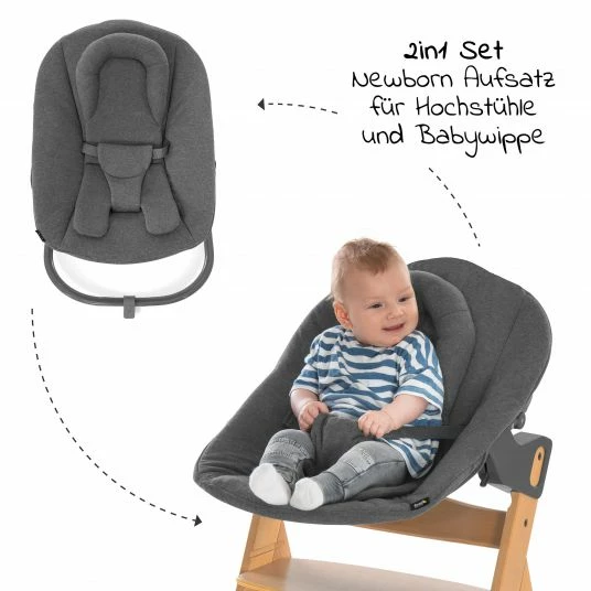 Cheapest ❤️ Hauck Alpha Plus Natur XXL Newborn Set - Hochstuhl + 2n1 Aufsatz + Alpha Tray Essbrett + Zubehör - Jersey Charcoal 🧨 4 Cheapest ❤️ Hauck Alpha Plus Natur XXL Newborn Set - Hochstuhl + 2n1 Aufsatz + Alpha Tray Essbrett + Zubehör - Jersey Charcoal 🧨 - Image 4