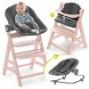 Discount ⌛ Hauck Alpha Plus Rose Newborn Set - 4-tlg. Hochstuhl + Aufsatz & Wippe Premium (verstellbar) Jersey Charcoal + Sitzpolster 🧨