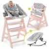 Hot Sale 🎁 Hauck Alpha Plus Rose Newborn Set - 4-tlg. Hochstuhl + Aufsatz & Wippe Premium (verstellbar) Nordic Grey + Sitzpolster 😍