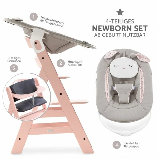 Hot Sale โจ Hauck Alpha Plus Rose Newborn Set Powder Bunny - 4-tlg. Hochstuhl + Neugeborenenaufsatz + Sitzkissen Grey ๐ 3 Hot Sale โจ Hauck Alpha Plus Rose Newborn Set Powder Bunny - 4-tlg. Hochstuhl + Neugeborenenaufsatz + Sitzkissen Grey ๐ - Image 3