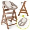 Outlet 🛒 Hauck Alpha Plus Walnut Newborn Set - 3-piece high chair + newborn insert & rocker stretch beige 🌟