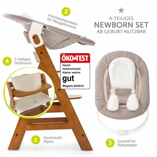 Best deal 👏 Hauck Alpha Plus Walnut Newborn Set - 4-piece high chair + newborn insert & rocker stretch beige + seat cushion ⭐ 2 Best deal 👏 Hauck Alpha Plus Walnut Newborn Set - 4-piece high chair + newborn insert & rocker stretch beige + seat cushion ⭐ - Image 2