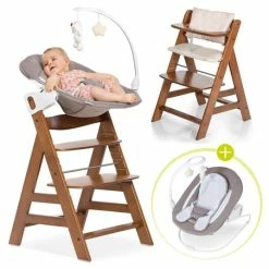 Best Pirce 𧨠Hauck Alpha Plus Walnut Newborn Set Deluxe - 4-tlg. Hochstuhl + 2in1 Neugeboreneneinsatz (verstellbar) + Sitzpolster π§¨