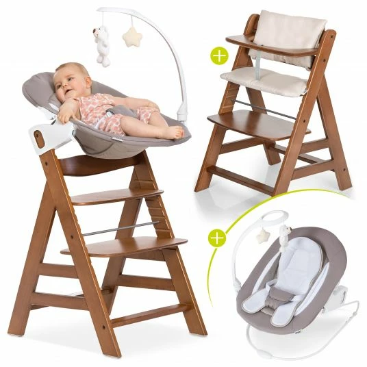Hot Sale 👍 Hauck Alpha Plus Walnut Newborn Set Deluxe - 4-tlg. Hochstuhl + Neugeborenenaufsatz (Rückenlehne verstellbar) + Sitzkissen 🛒 1 Hot Sale 👍 Hauck Alpha Plus Walnut Newborn Set Deluxe - 4-tlg. Hochstuhl + Neugeborenenaufsatz (Rückenlehne verstellbar) + Sitzkissen 🛒