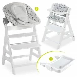 Deals ❤️ Hauck Alpha Plus Weiss XL Newborn Set - Hochstuhl + 2n1 Aufsatz + Alpha Tray Essbrett + Sitzauflage - Nordic Grey 🔥