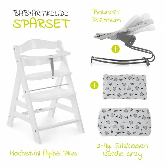 Outlet ⭐ Hauck Alpha Plus White Newborn Set - 4-tlg. Hochstuhl + Aufsatz & Wippe Premium Nordic Grey + Sitzpolster ⌛ 2 Outlet ⭐ Hauck Alpha Plus White Newborn Set - 4-tlg. Hochstuhl + Aufsatz & Wippe Premium Nordic Grey + Sitzpolster ⌛ - Image 2