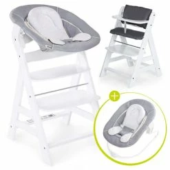 Top 10 โ๏ธ Hauck Alpha Plus White Newborn Set - 4-piece high chair + newborn insert & rocker stretch grey + seat cushion ๐งจ