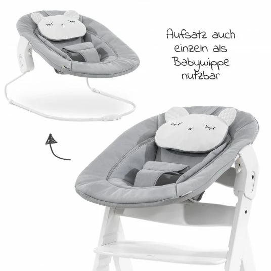Promo ✔️ Hauck Alpha Plus White Newborn Set Pastell Bear - 4-tlg. Hochstuhl + Neugeborenenaufsatz + Sitzkissen Grey ⭐ 4 Promo ✔️ Hauck Alpha Plus White Newborn Set Pastell Bear - 4-tlg. Hochstuhl + Neugeborenenaufsatz + Sitzkissen Grey ⭐ - Image 4