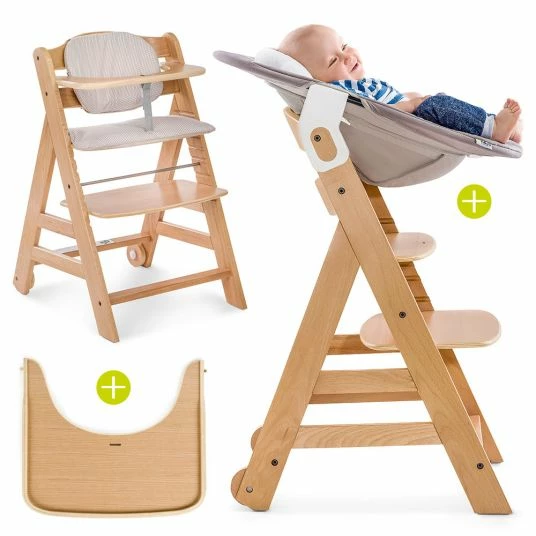 Cheapest ✨ Hauck Beta Plus Natur Newborn Set - 5-piece high chair + newborn insert & bouncer stretch beige + dining board + seat cushion 👏 1 Cheapest ✨ Hauck Beta Plus Natur Newborn Set - 5-piece high chair + newborn insert & bouncer stretch beige + dining board + seat cushion 👏