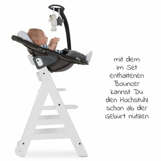 Deals ❤️ Hauck Beta Plus White Newborn Set - 5-tlg. Hochstuhl + Aufsatz & Wippe Deluxe, Essbrett, Sitzkissen - Melange Grey 👏 4 Deals ❤️ Hauck Beta Plus White Newborn Set - 5-tlg. Hochstuhl + Aufsatz & Wippe Deluxe, Essbrett, Sitzkissen - Melange Grey 👏 - Image 4