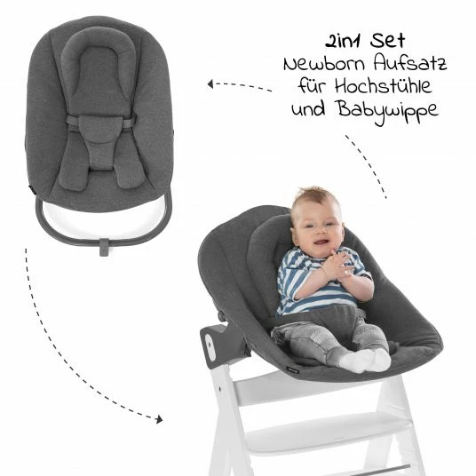 Best deal 𧨠Hauck Beta Plus White Newborn Set - 5-tlg. Hochstuhl + Aufsatz & Wippe Premium, Essbrett, Sitzkissen - Jersey Charcoal π 4 Best deal 𧨠Hauck Beta Plus White Newborn Set - 5-tlg. Hochstuhl + Aufsatz & Wippe Premium, Essbrett, Sitzkissen - Jersey Charcoal π - Image 4