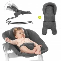 New 🛒 Hauck Bouncer 2in1 Premium (verstellbarer Neugeborenenaufsatz & Wippe) für Alpha & Beta Hochstuhl - Jersey Charcoal 🥰