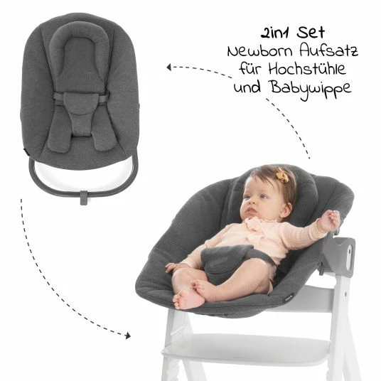 New 🛒 Hauck Bouncer 2in1 Premium (verstellbarer Neugeborenenaufsatz & Wippe) für Alpha & Beta Hochstuhl - Jersey Charcoal 🥰 3 New 🛒 Hauck Bouncer 2in1 Premium (verstellbarer Neugeborenenaufsatz & Wippe) für Alpha & Beta Hochstuhl - Jersey Charcoal 🥰 - Image 3