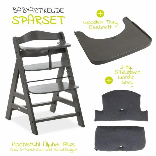 Discount π Hauck Hochstuhl Alpha Charcoal Selectline - im Sparset inkl. Holz-Essbrett und Sitzkissen Jersey Charcoal π 2 Discount π Hauck Hochstuhl Alpha Charcoal Selectline - im Sparset inkl. Holz-Essbrett und Sitzkissen Jersey Charcoal π - Image 2