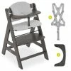 Best Pirce 💯 Hauck Hochstuhl Alpha Charcoal Selectline - im Sparset inkl. Sitzkissen Waffle Pique Grau 🥰
