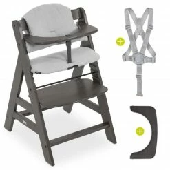 Best Pirce π― Hauck Hochstuhl Alpha Charcoal Selectline - im Sparset inkl. Sitzkissen Waffle Pique Grau π₯°
