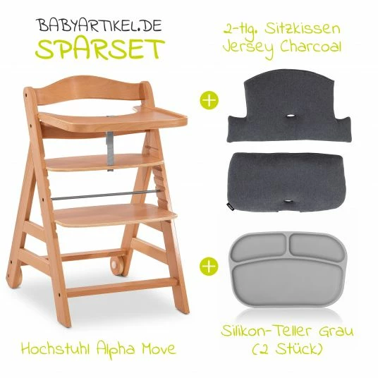 Wholesale ⭐ Hauck Hochstuhl Alpha Move Natur - im Sparset inkl. Essbrett, Sitzkissen Jersey Charcoal und 2x Silikonteller 🧨 2 Wholesale ⭐ Hauck Hochstuhl Alpha Move Natur - im Sparset inkl. Essbrett, Sitzkissen Jersey Charcoal und 2x Silikonteller 🧨 - Image 2