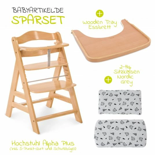 Deals 🥰 Hauck Hochstuhl Alpha Natur - im Sparset inkl. Holz-Essbrett und Sitzkissen Nordic Grey ❤️ 2 Deals 🥰 Hauck Hochstuhl Alpha Natur - im Sparset inkl. Holz-Essbrett und Sitzkissen Nordic Grey ❤️ - Image 2