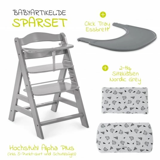 Wholesale 🌟 Hauck Hochstuhl Alpha Plus Grau - im Sparset inkl. Essbrett Click Tray + Sitzkissen Nordic Grey ❤️ 2 Wholesale 🌟 Hauck Hochstuhl Alpha Plus Grau - im Sparset inkl. Essbrett Click Tray + Sitzkissen Nordic Grey ❤️ - Image 2