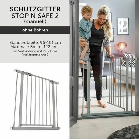 Coupon 👏 Hauck Treppenschutzgitter Stop N Safe 2 (96 bis 101 cm) + 21 cm Verlängerung - ohne Bohren - Silver 😍 2 Coupon 👏 Hauck Treppenschutzgitter Stop N Safe 2 (96 bis 101 cm) + 21 cm Verlängerung - ohne Bohren - Silver 😍 - Image 2