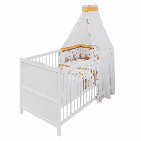 Wholesale ⭐ Jonka Babybett-Komplett-Set Mona inkl. Bettwäsche, Himmel, Nestchen & Matratze 70 x 140 cm - Honigbär - Weiß 👏 2 Wholesale ⭐ Jonka Babybett-Komplett-Set Mona inkl. Bettwäsche, Himmel, Nestchen & Matratze 70 x 140 cm - Honigbär - Weiß 👏 - Image 2