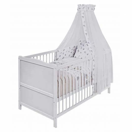 Coupon 😀 Jonka Babybett-Komplett-Set Mona inkl. Bettwäsche, Himmel, Nestchen & Matratze 70 x 140 cm - Spielbär - Weiß 💯 2 Coupon 😀 Jonka Babybett-Komplett-Set Mona inkl. Bettwäsche, Himmel, Nestchen & Matratze 70 x 140 cm - Spielbär - Weiß 💯 - Image 2